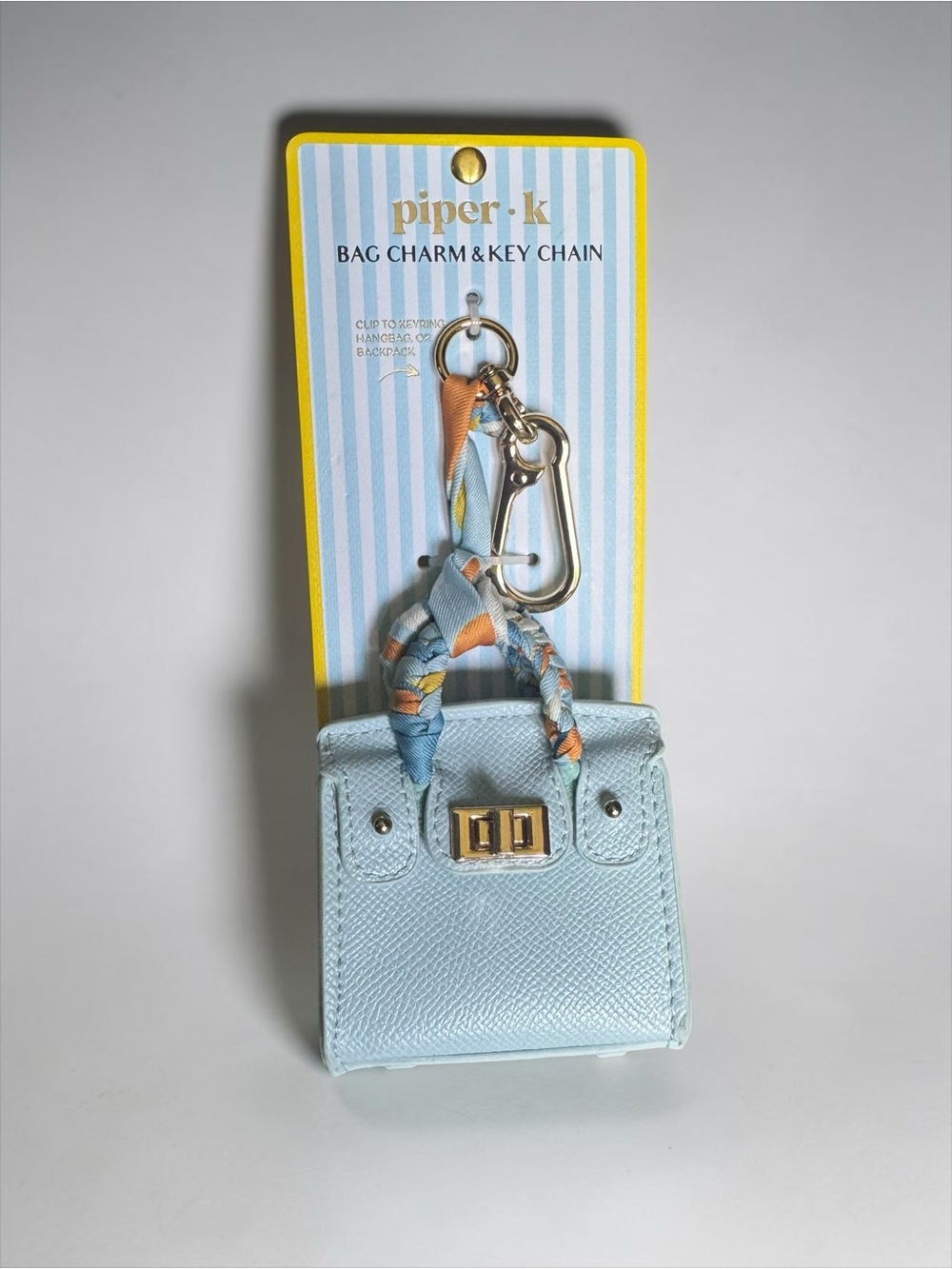 Piper K Light Blue Mini Bag Charm & Key Chain